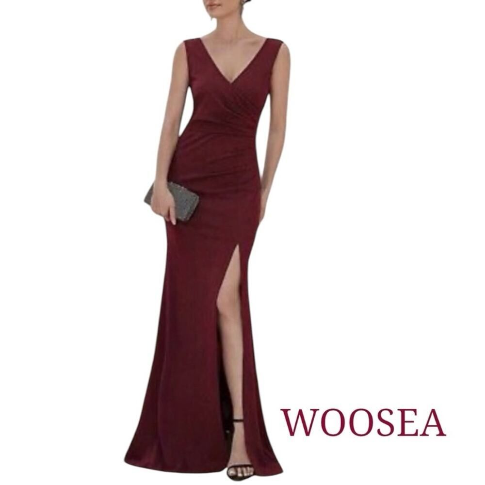 WOOSEA Burgundy Sleeveless Party Event Glam Maxi Dress NWT Size S